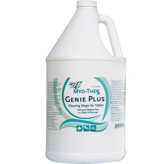 Genie Pus ready to use disinfectant for massage tables. 
